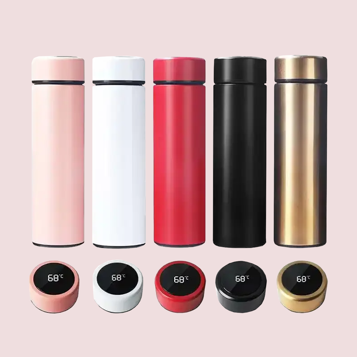Stainless Steel Water Bottle with Temperature display - Red