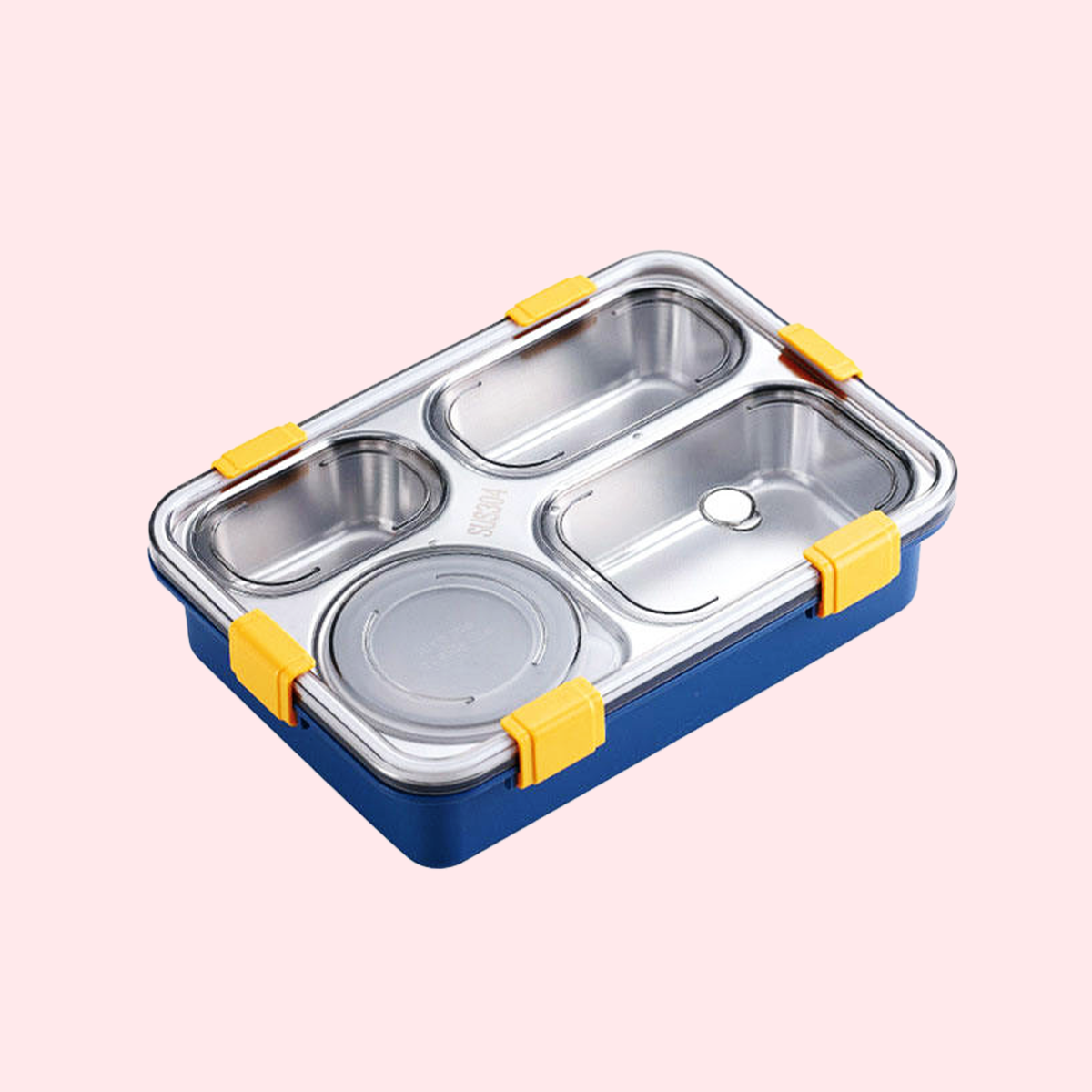 4 compartment Stainless Steel Lunchbox with Cutlery - Blue