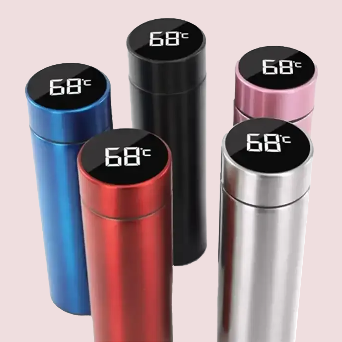 Stainless Steel Water Bottle with Temperature display - Pink