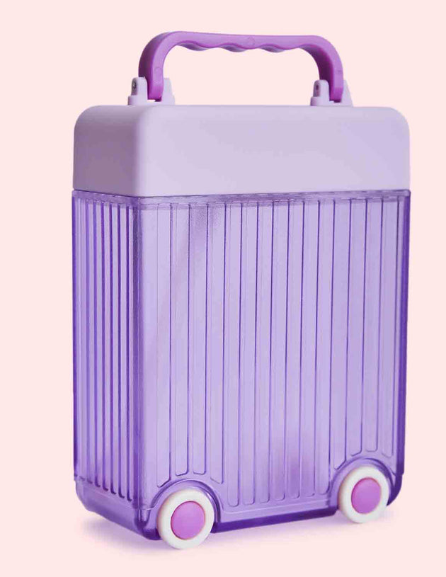 Cute Rolling Suitcase Water bottle - 450ml - Purple