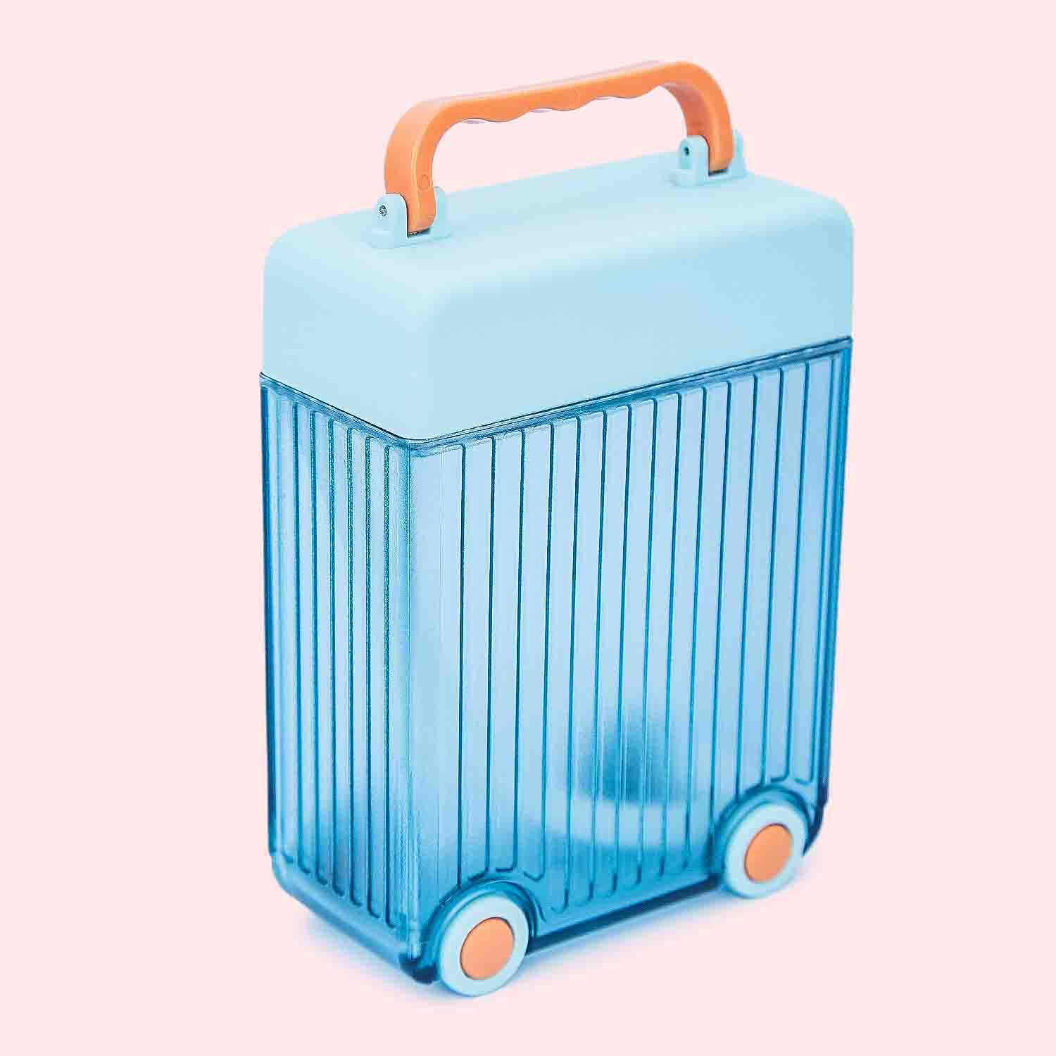 Cute Rolling Suitcase Water Bottle - 450ml - Blue