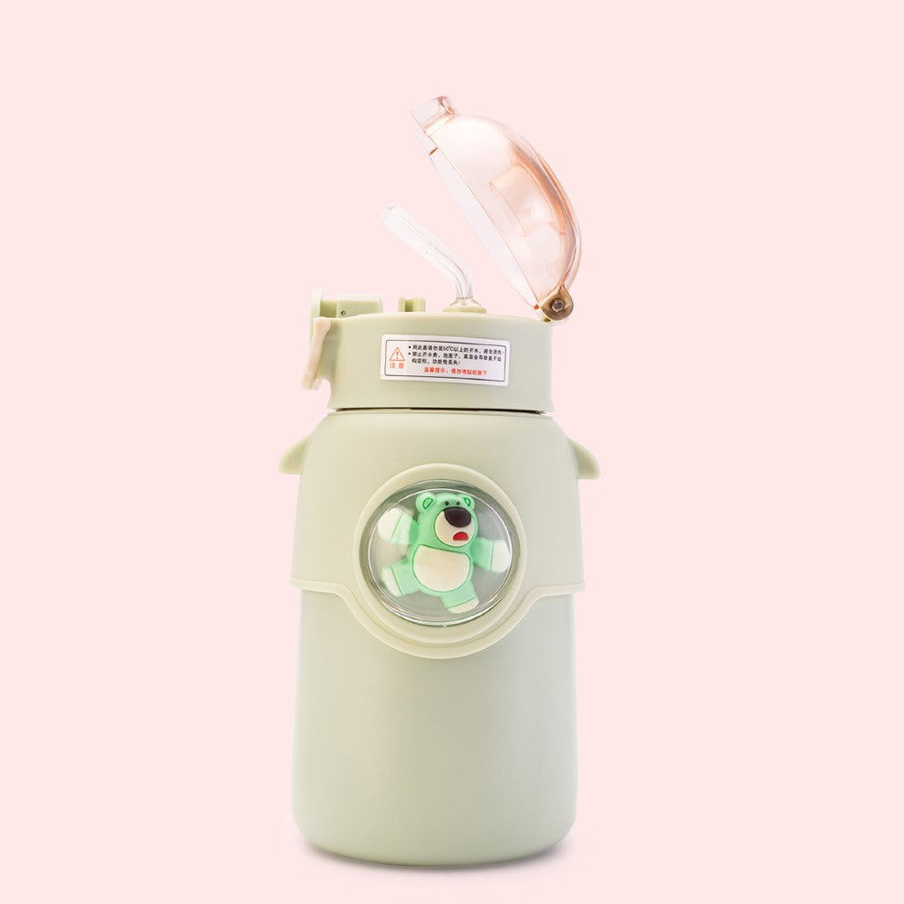 Vacuum Flask Water Bottle - Teddy - Green
