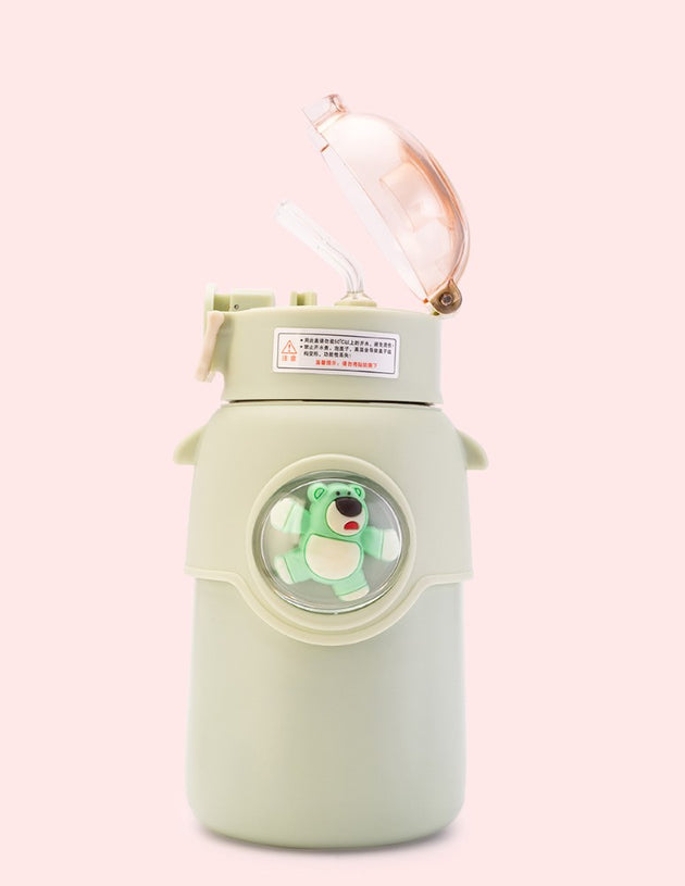 Vacuum Flask Water Bottle - Teddy - Green