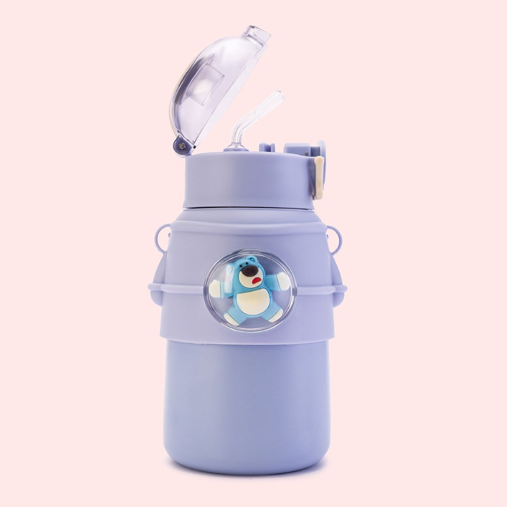 Vacuum Flask Water Bottle - Teddy - Blue
