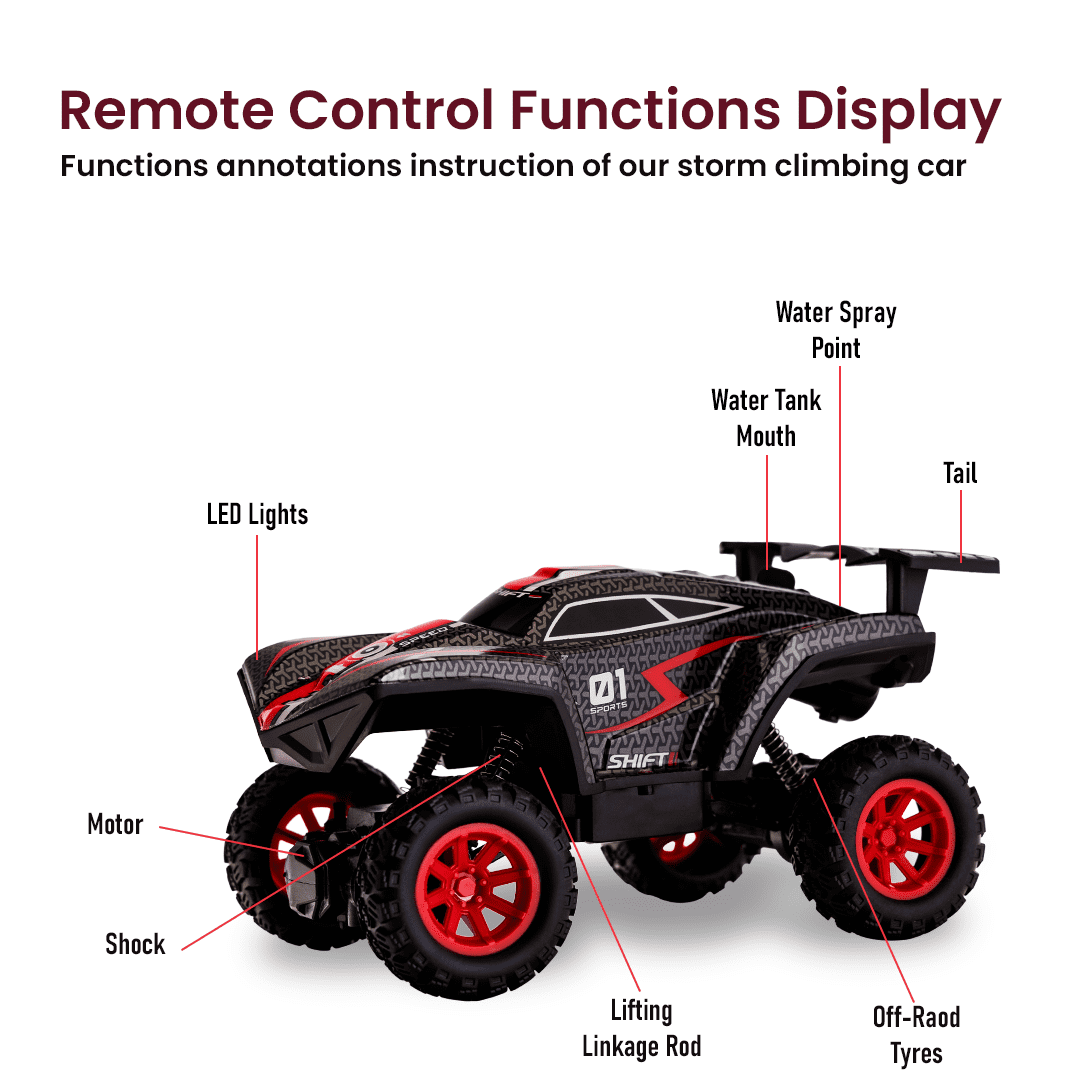 Multifunctional Remote Control Rock Climbing Car - Red