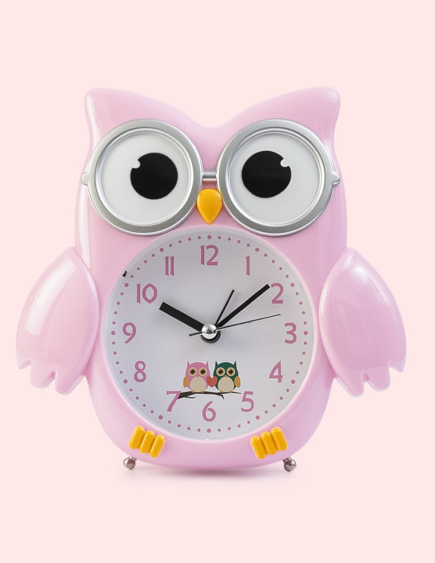 Alarm Clock Metal Owl - Pink