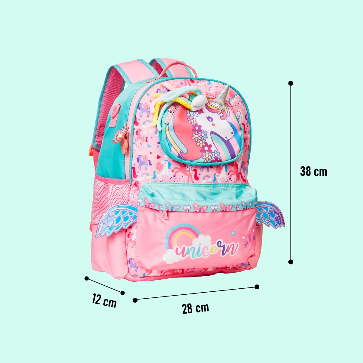 Multi-Compartment Big 3D School Bag - Unicorn hair