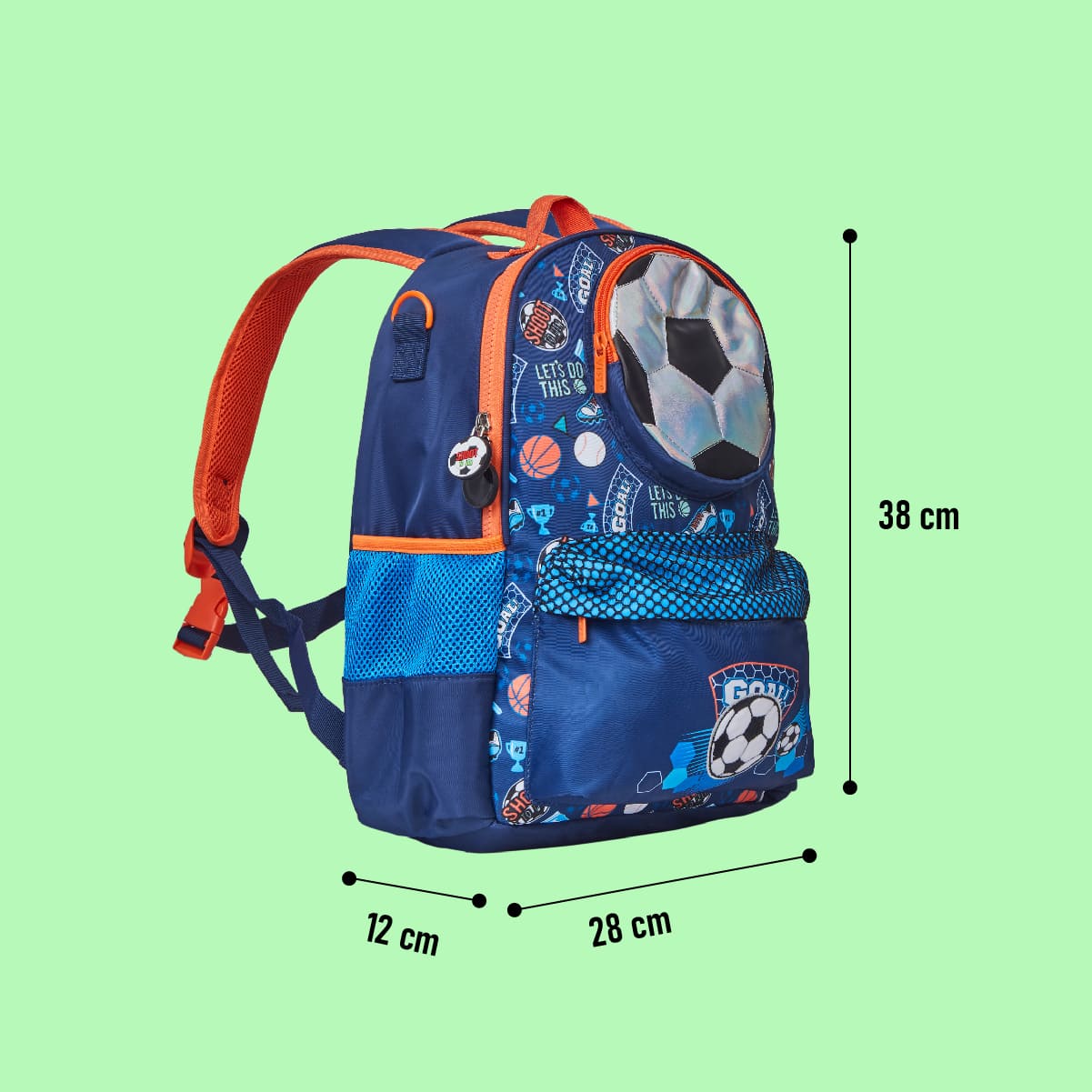 Multi-Compartment Big 3D School Bag - Football