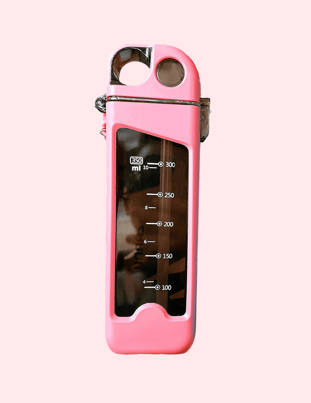 Slimline Square Sleek Water Bottle - 350ml - Pink
