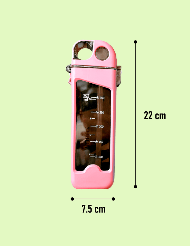 Slimline Square Sleek Water Bottle - 350ml - Pink