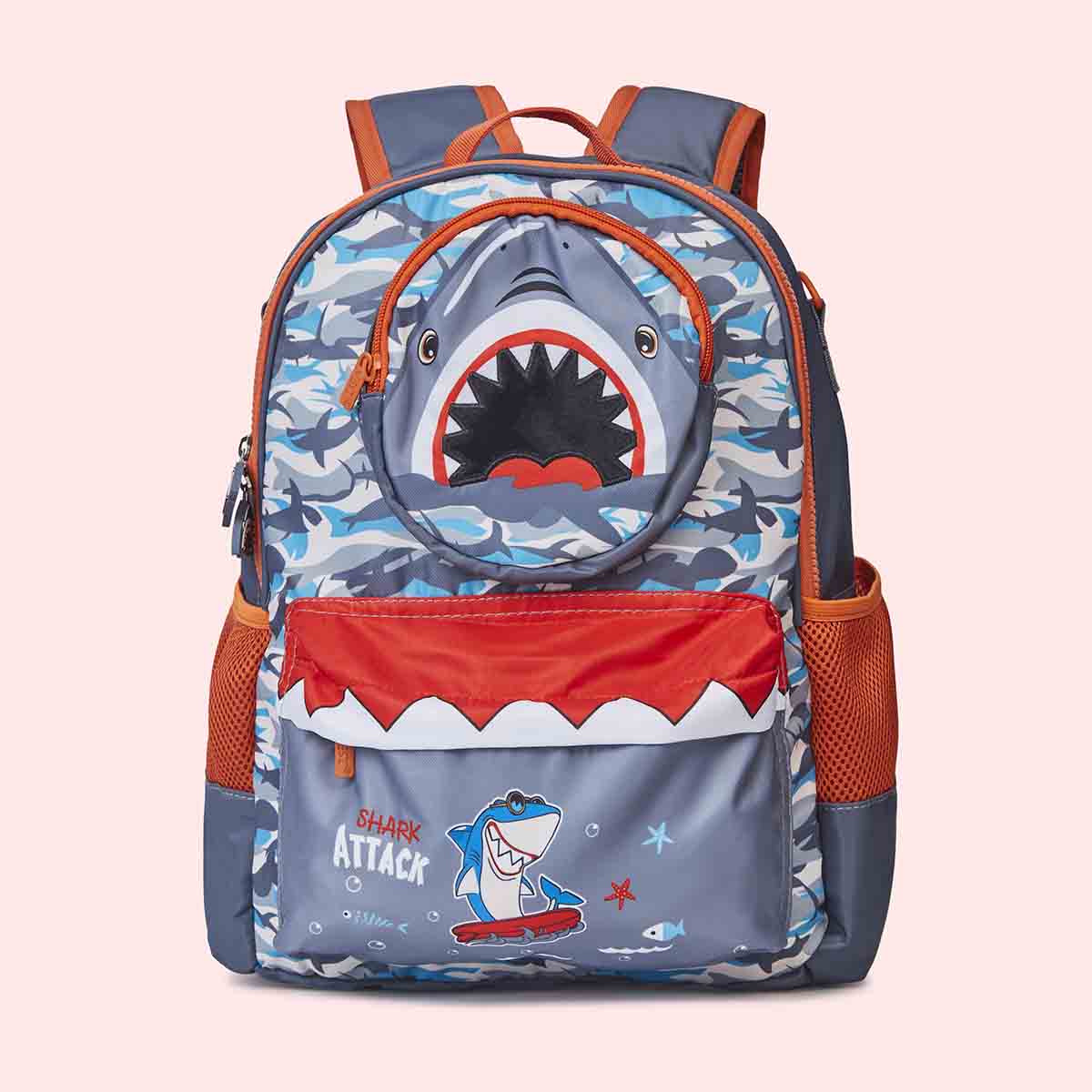 Multi-Compartment Big 3D School Bag - Shark