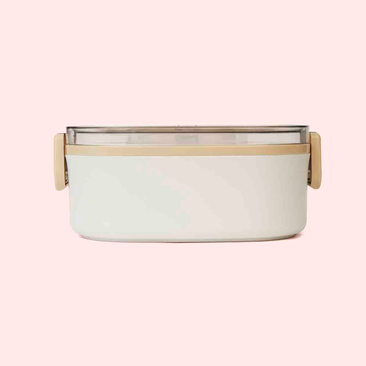 Small Stainless Steel Lunchbox with Spoon - Off-white