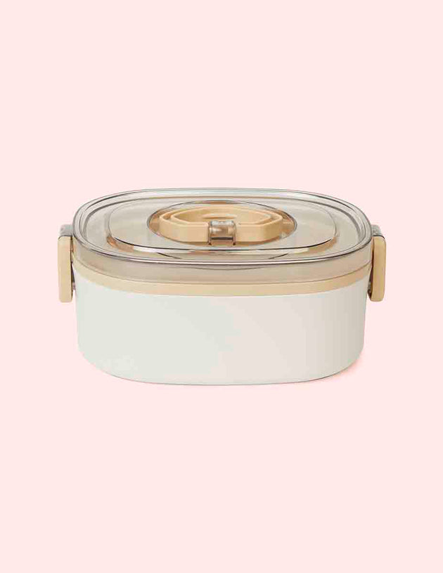 Small Stainless Steel Lunchbox with Spoon - Off-white