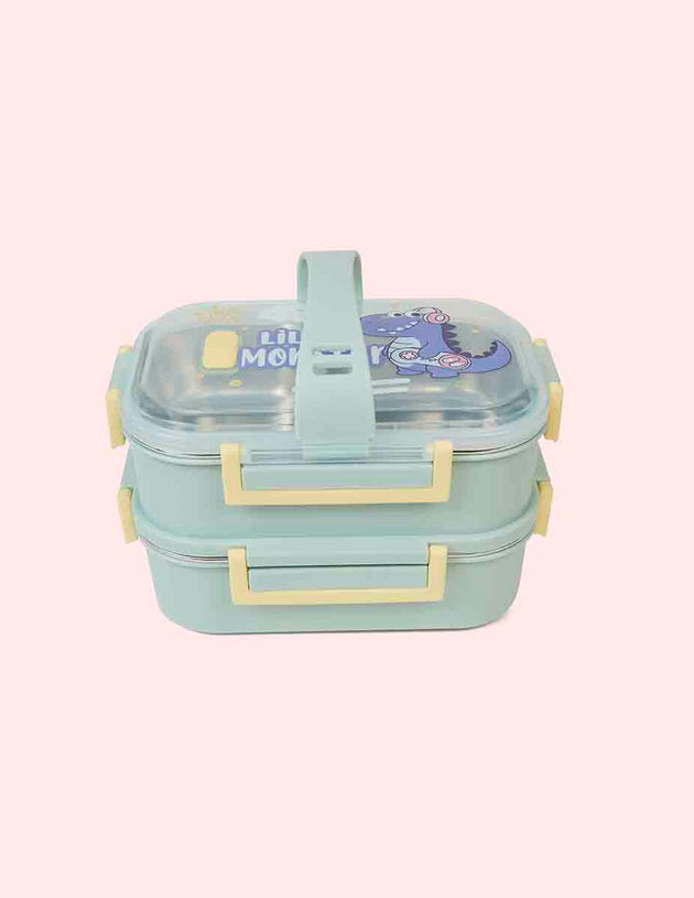 Double Layer 3 Compartment Stainless Steel Lunchbox - Monster